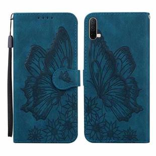 For OnePlus Nord CE 5G Retro Skin Feel Butterflies Embossing Horizontal Flip Leather Case with Holder & Card Slots & Wallet(Blue)