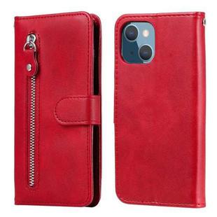 For iPhone 13 mini Fashion Calf Texture Zipper Horizontal Flip Leather Case with Stand & Card Slots & Wallet Function (Red)