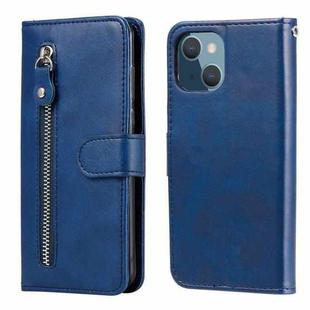 For iPhone 13 mini Fashion Calf Texture Zipper Horizontal Flip Leather Case with Stand & Card Slots & Wallet Function (Blue)