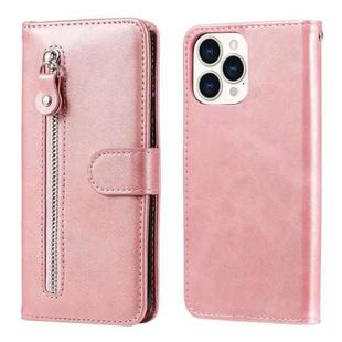 For iPhone 13 Pro Max Fashion Calf Texture Zipper Horizontal Flip Leather Case with Stand & Card Slots & Wallet Function (Rose Gold)