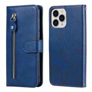 For iPhone 13 Pro Max Fashion Calf Texture Zipper Horizontal Flip Leather Case with Stand & Card Slots & Wallet Function (Blue)