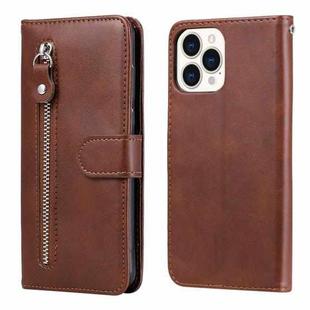 For iPhone 13 Pro Max Fashion Calf Texture Zipper Horizontal Flip Leather Case with Stand & Card Slots & Wallet Function (Brown)