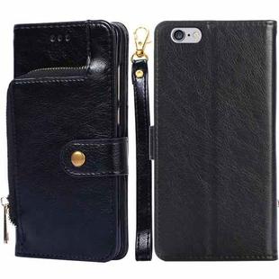 Zipper Bag PU + TPU Horizontal Flip Leather Case with Holder & Card Slot & Wallet & Lanyard For iPhone 6 / 6S(Black)