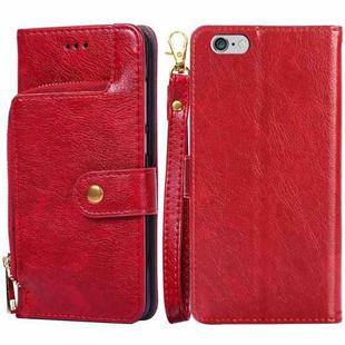 Zipper Bag PU + TPU Horizontal Flip Leather Case with Holder & Card Slot & Wallet & Lanyard For iPhone 6 / 6S(Red)