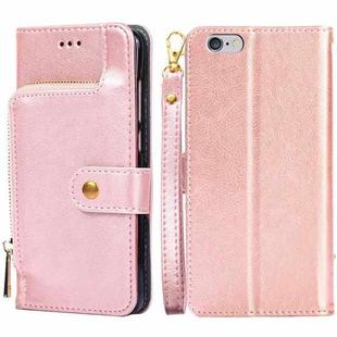 Zipper Bag PU + TPU Horizontal Flip Leather Case with Holder & Card Slot & Wallet & Lanyard For iPhone 6 / 6S(Gold)