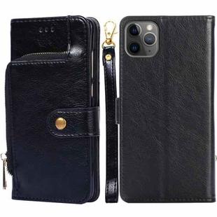 For iPhone 11 Pro Max Zipper Bag PU + TPU Horizontal Flip Leather Case with Holder & Card Slot & Wallet & Lanyard (Black)