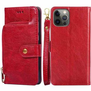 For iPhone 12 Pro Zipper Bag PU + TPU Horizontal Flip Leather Case with Holder & Card Slot & Wallet & Lanyard / 12(Red)