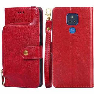 For Motorola Moto G Play (2021) Zipper Bag PU + TPU Horizontal Flip Leather Case with Holder & Card Slot & Wallet & Lanyard(Red)