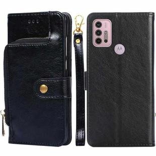 For Motorola Moto G30 Zipper Bag PU + TPU Horizontal Flip Leather Case with Holder & Card Slot & Wallet & Lanyard(Black)