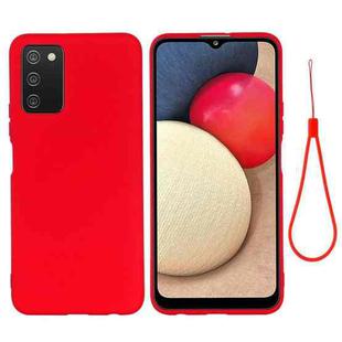 For Samsung Galaxy A03s (166.59mm) Pure Color Liquid Silicone Shockproof Full Coverage Case(Red)