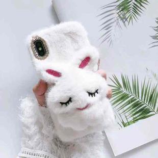 For iPhone X / XS Plush Rabbit Phone Protect Case(White)