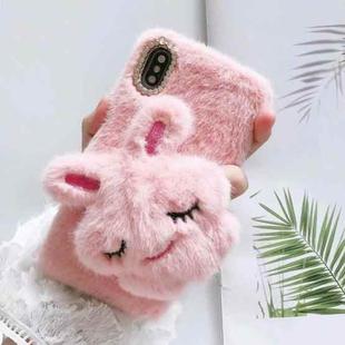 For iPhone X / XS Plush Rabbit Phone Protect Case(Pink)
