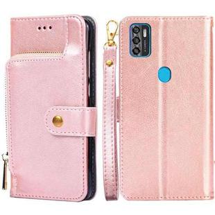 For ZTE Blade A7s 2020 Zipper Bag PU + TPU Horizontal Flip Leather Case with Holder & Card Slot & Wallet & Lanyard(Gold)