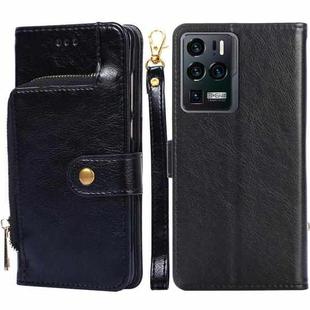 For ZTE Axon 30 Ultra 5G Zipper Bag PU + TPU Horizontal Flip Leather Case with Holder & Card Slot & Wallet & Lanyard(Black)
