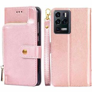 For ZTE Axon 30 Ultra 5G Zipper Bag PU + TPU Horizontal Flip Leather Case with Holder & Card Slot & Wallet & Lanyard(Gold)