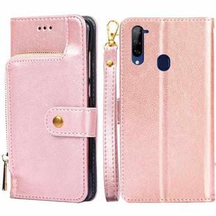 For ZTE Libero 5G Zipper Bag PU + TPU Horizontal Flip Leather Case with Holder & Card Slot & Wallet & Lanyard(Gold)