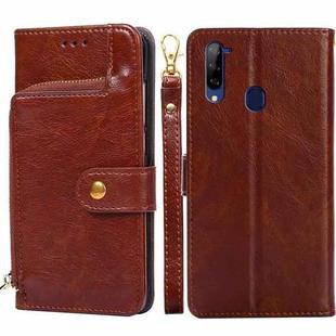 For ZTE Libero 5G Zipper Bag PU + TPU Horizontal Flip Leather Case with Holder & Card Slot & Wallet & Lanyard(Brown)