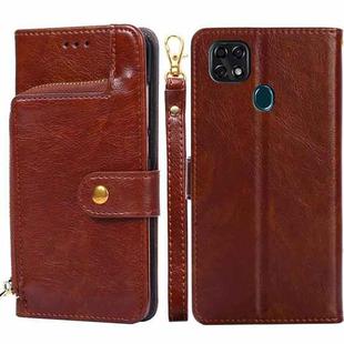 For ZTE Blade V2020 5G Zipper Bag PU + TPU Horizontal Flip Leather Case with Holder & Card Slot & Wallet & Lanyard(Brown)