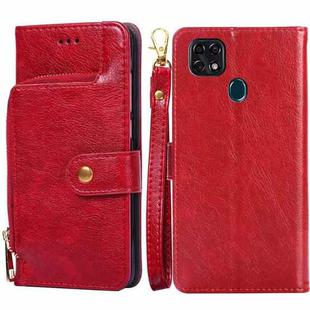 For ZTE Blade 20 Zipper Bag PU + TPU Horizontal Flip Leather Case with Holder & Card Slot & Wallet & Lanyard(Red)