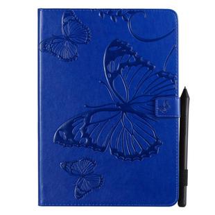 For iPad 10.2 / Pro 10.5 / Air  2019 Pressed Printing Butterfly Pattern Horizontal Flip PU Leather Case with Holder & Card Slots & Wallet & Pen Slot(Blue)