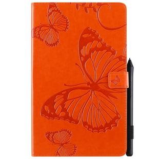 For Galaxy Tab A 10.1 (2019) Pressed Printing Butterfly Pattern Horizontal Flip PU Leather Case with Holder & Card Slots & Wallet & Pen Slot(Orange)