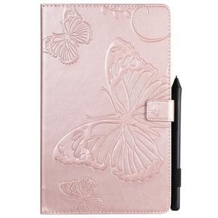 For Galaxy Tab A 10.1 (2019) Pressed Printing Butterfly Pattern Horizontal Flip PU Leather Case with Holder & Card Slots & Wallet & Pen Slot(Rose Gold)