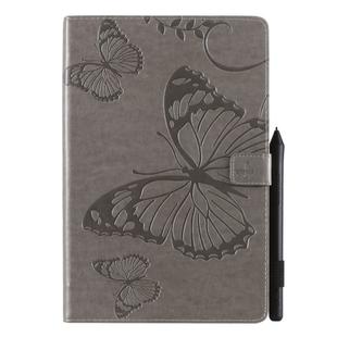For Galaxy Tab S5e Pressed Printing Butterfly Pattern Horizontal Flip PU Leather Case with Holder & Card Slots & Wallet & Pen Slot(Grey)