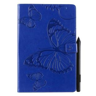 For Galaxy Tab S5e Pressed Printing Butterfly Pattern Horizontal Flip PU Leather Case with Holder & Card Slots & Wallet & Pen Slot(Blue)