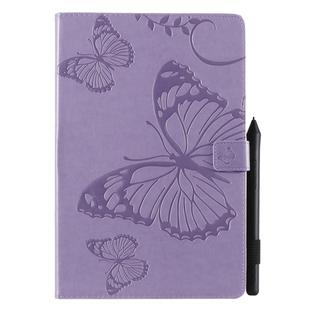 For Galaxy Tab S5e Pressed Printing Butterfly Pattern Horizontal Flip PU Leather Case with Holder & Card Slots & Wallet & Pen Slot(Purple)