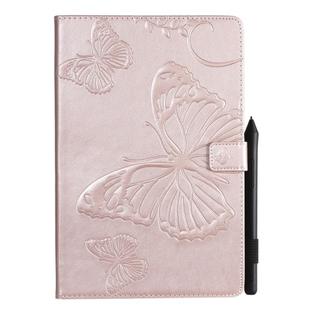 For Galaxy Tab S5e Pressed Printing Butterfly Pattern Horizontal Flip PU Leather Case with Holder & Card Slots & Wallet & Pen Slot(Rose Gold)