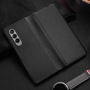 For Samsung Galaxy Z Fold3 5G Carbon Fiber Texture Folding All Inclusive PU Shockproof Leather Case(Black)
