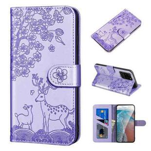 For Samsung Galaxy S20 Ultra Sika Deer Embossing Pattern Horizontal Flip PU Leather Case with Holder & Card Slot & Wallet & Photo Frame(Purple)