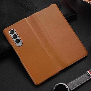 For Samsung Galaxy Z Fold3 5G Cowhide Shockproof Fold Leather Case(Brown)