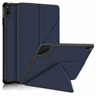 For Huawei MatePad 11 2021 Multi-folding Horizontal Flip PU Leather Shockproof Case with Holder & Sleep / Wake-up Function(Dark Blue)