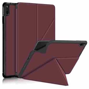 For Huawei MatePad 11 2021 Multi-folding Horizontal Flip PU Leather Shockproof Case with Holder & Sleep / Wake-up Function(Wine Red)