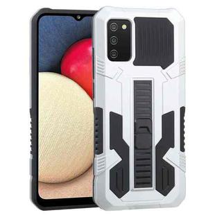 For Samsung Galaxy A02s 164mm EU Version Vanguard Warrior All Inclusive Double-color Shockproof TPU + PC Protective Case with Holder(Silver White)