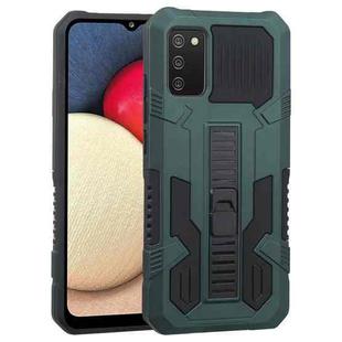 For Samsung Galaxy A02s 164mm EU Version Vanguard Warrior All Inclusive Double-color Shockproof TPU + PC Protective Case with Holder(Graphite Green)