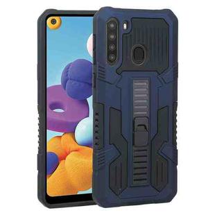 For Samsung Galaxy A21 US Version Vanguard Warrior All Inclusive Double-color Shockproof TPU + PC Protective Case with Holder(Cobalt Blue)