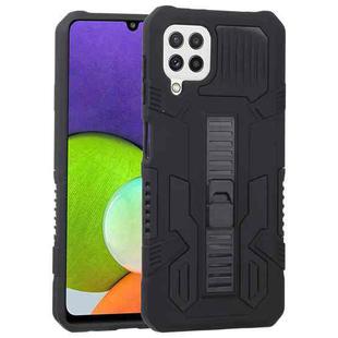 For Samsung Galaxy A22 4G / M32 4G Vanguard Warrior All Inclusive Double-color Shockproof TPU + PC Protective Case with Holder(Rock Black)