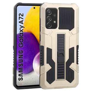 For Samsung Galaxy A72 5G / 4G Vanguard Warrior All Inclusive Double-color Shockproof TPU + PC Protective Case with Holder(Gold)