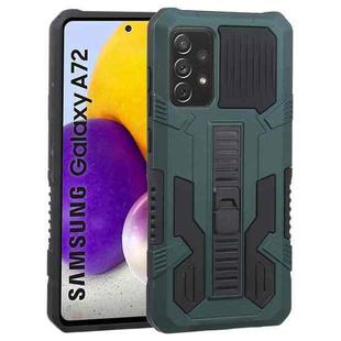 For Samsung Galaxy A72 5G / 4G Vanguard Warrior All Inclusive Double-color Shockproof TPU + PC Protective Case with Holder(Graphite Green)