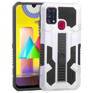 For Samsung Galaxy M31 / M21 / M30S Vanguard Warrior All Inclusive Double-color Shockproof TPU + PC Protective Case with Holder(Silver White)
