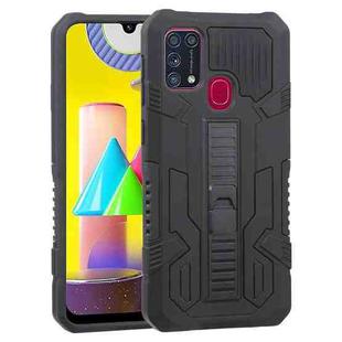 For Samsung Galaxy M31 / M21 / M30S Vanguard Warrior All Inclusive Double-color Shockproof TPU + PC Protective Case with Holder(Rock Black)