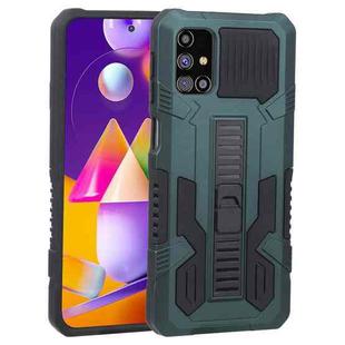 For Samsung Galaxy M31s Vanguard Warrior All Inclusive Double-color Shockproof TPU + PC Protective Case with Holder(Graphite Green)