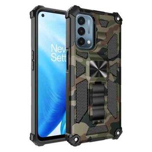 For OPPO A54 4G / A55 5G Camouflage Armor Shockproof TPU + PC Magnetic Protective Case with Holder(Army Green)
