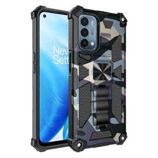 For OPPO A54 4G / A55 5G Camouflage Armor Shockproof TPU + PC Magnetic Protective Case with Holder(Navy Blue)