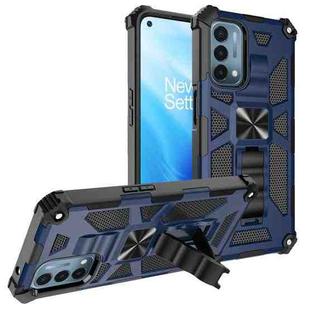 For OPPO A54 4G / A55 5G Shockproof TPU + PC Magnetic Protective Case with Holder(Blue)