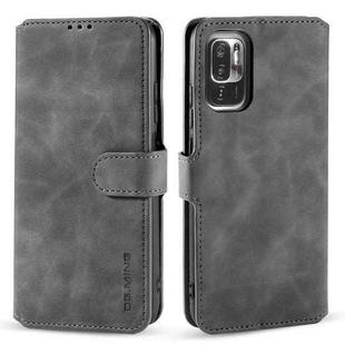 For Xiaomi Redmi Note 10 5G DG.MING Retro Oil Side Horizontal Flip Leather Case with Holder & Card Slots & Wallet(Grey)