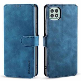 For Samsung Galaxy A22 5G DG.MING Retro Oil Side Horizontal Flip Leather Case with Holder & Card Slots & Wallet(Blue)
