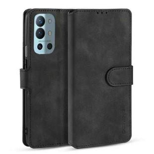 For OnePlus 9R DG.MING Retro Oil Side Horizontal Flip Leather Case with Holder & Card Slots & Wallet(Black)